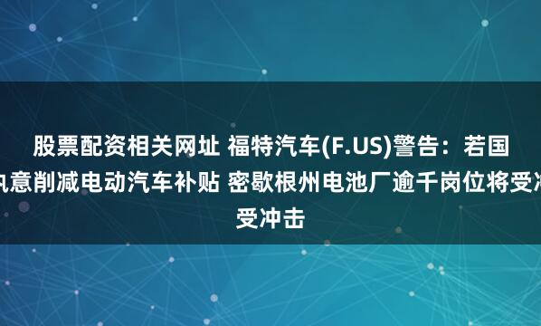 股票配资相关网址 福特汽车(F.US)警告：若国会执意削减电动汽车补贴 密歇根州电池厂逾千岗位将受冲击