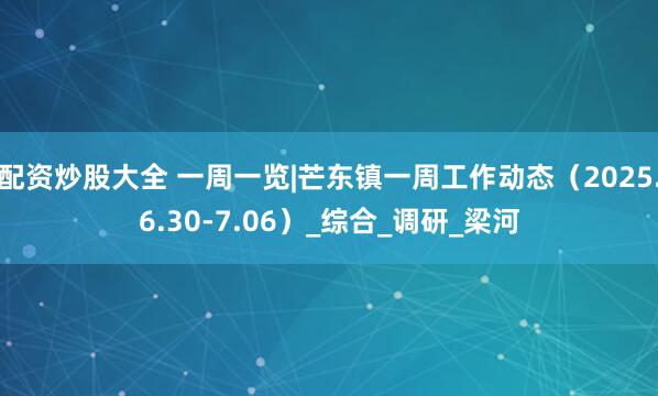 配资炒股大全 一周一览|芒东镇一周工作动态（2025.6.30-7.06）_综合_调研_梁河